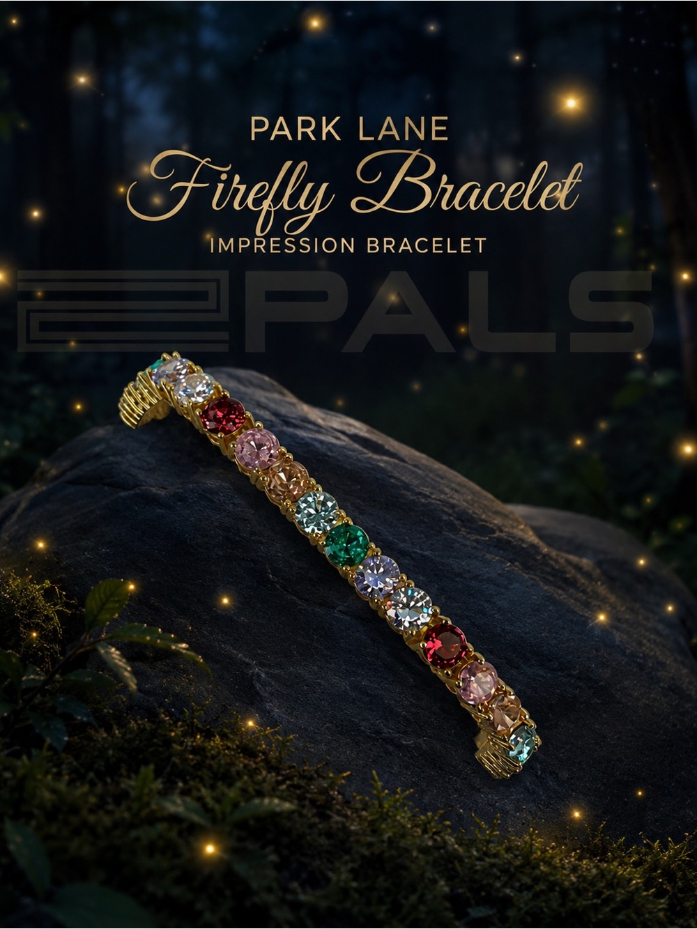 Park Lane Women’s Firefly Impression Tennis Bracelet Multicolor Crystal Stretch